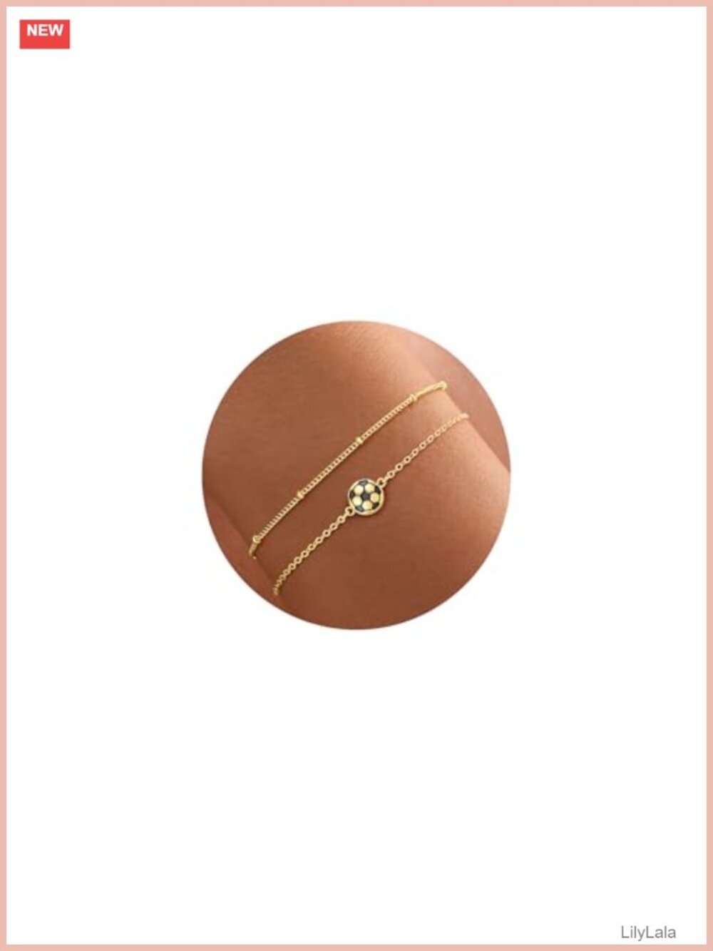 14K Gold Plated Soccer Bracelet Chain Adjustable Women's Jewelry Gift